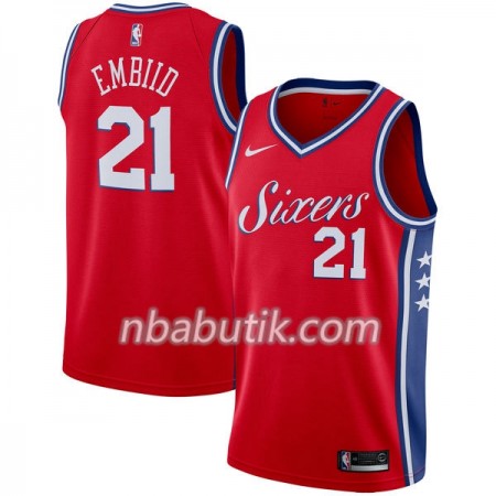 NBA Mænd Trøje Philadelphia 76ers Joel Embiid 21 Nike 2017-18 Rød Swingman NBA Mænd Trøje Philadelphia 76ers Joel Embiid 21 Nike 2017-18 Rød Swingman